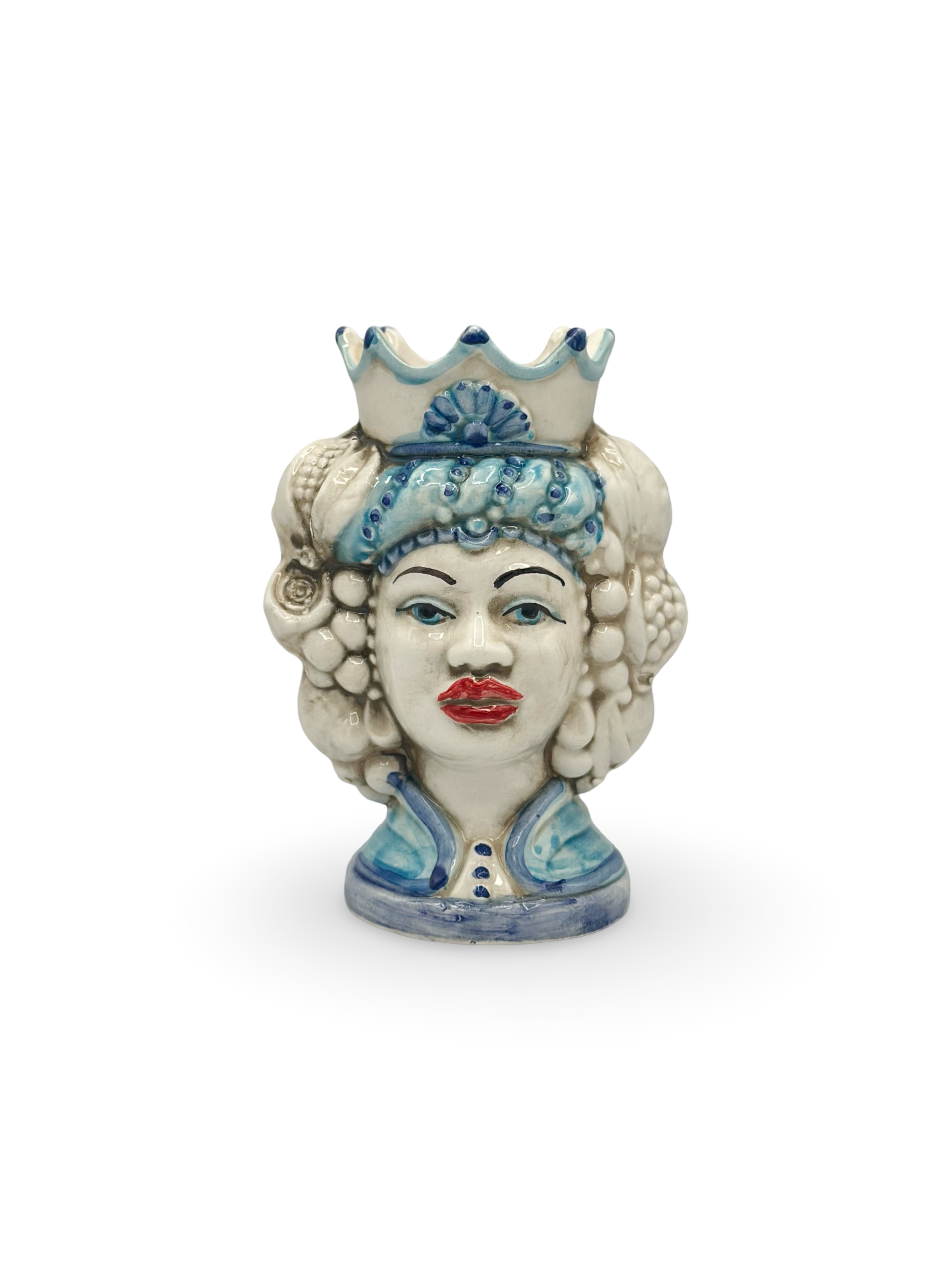 Teste di Moro Tradizionali – Ceramica Artigianale con Rifiniture Blu