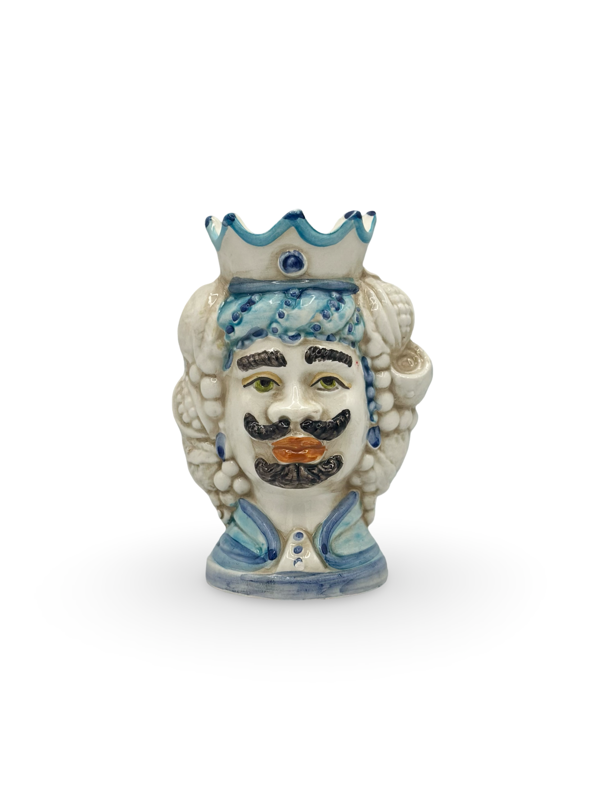 Teste di Moro Tradizionali – Ceramica Artigianale con Rifiniture Blu