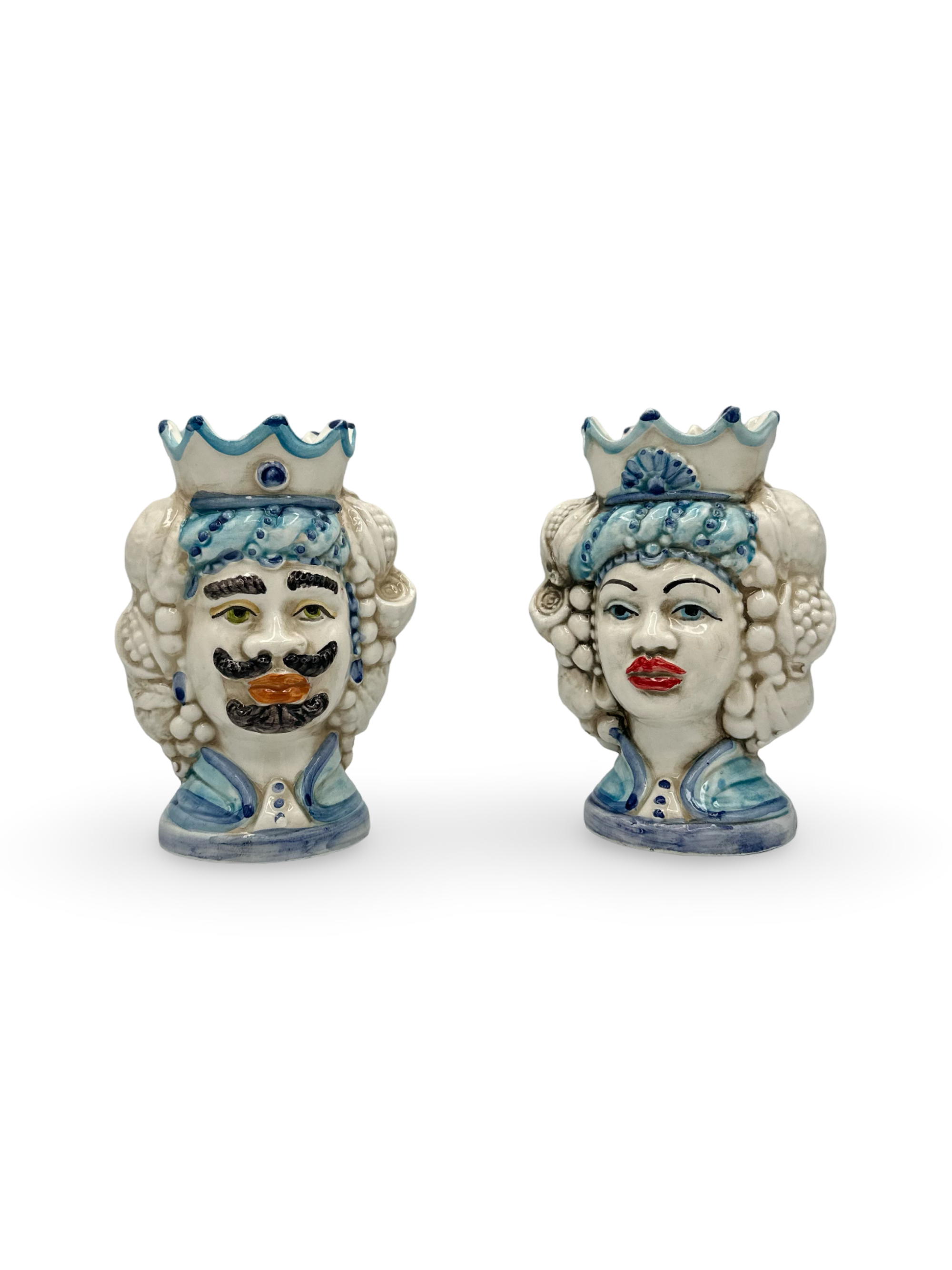 Teste di Moro Tradizionali – Ceramica Artigianale con Rifiniture Blu